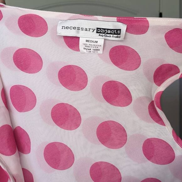 Necessary Objects Polka Dot Cropped Top White Pink Medium Flowy Sleeveless Layer - Picture 4 of 6